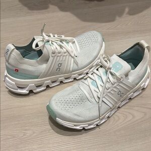 On Running Women's White and Mint Running Shoes